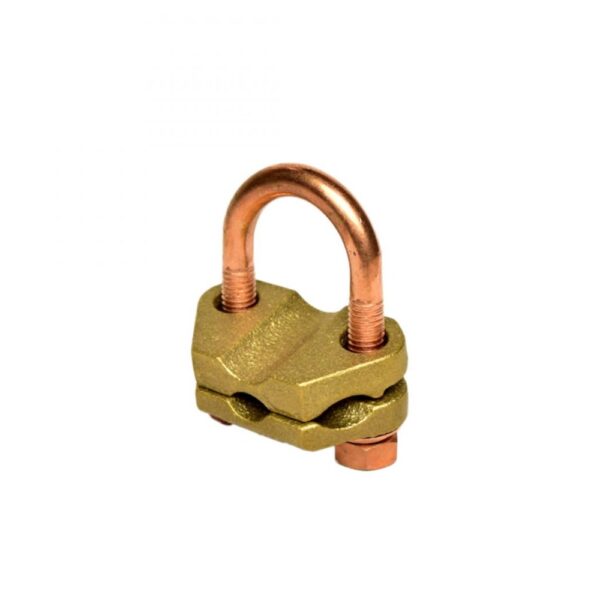Conector tierra de bronce con perno U para varilla 3/4¨ cable 20mm